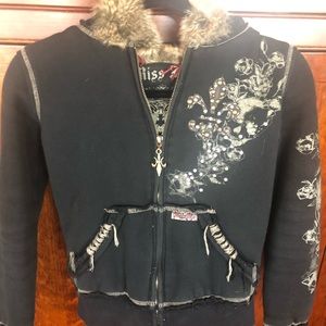 Miss Me Black hoodie with fur XS